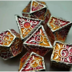 Galactic Dice Premium Dice Sets - Orange & Pink Sun Set of 7 Dice with Tin | Galactic Toys & Collectibles