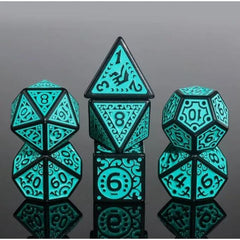 A 7 pcs Polyhedral dice set used for Dungeons and Dragons, MTG , RPG Games etc. The dice included are 1- D4,1- D6,1- D8,1- D10,1- D00,1- D12, and 1- D20