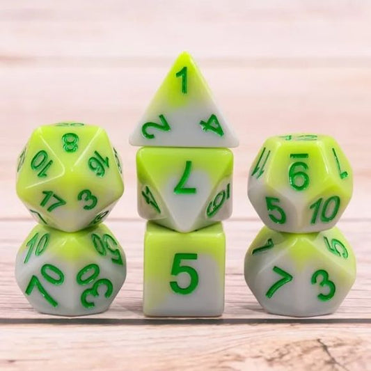 The perfect companion for your gaming needs! These HD acrylic dice are exactly what you've been searching for that upcoming game night with the group. This set includes one of each: d20, d12, d10, d10 (percentile), d8, d6, and a d4 (7 dice in total)
