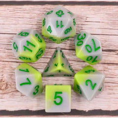 Galactic Dice Premium Dice Sets - Spring Sprout Acrylic Set of 7 Dice