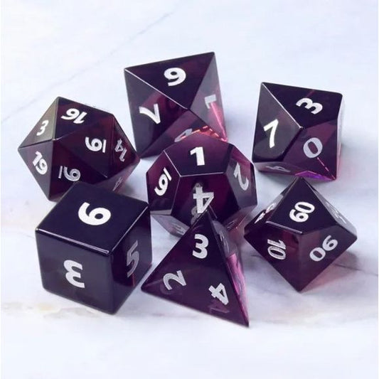 Galactic Dice Premium Dice Sets - Mysterious Night Set of 7 Glass Dice with Tin