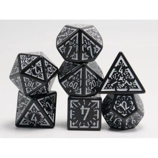 Galactic Dice Acrylic Sets - Black Design Set of 7 Dice | Galactic Toys & Collectibles