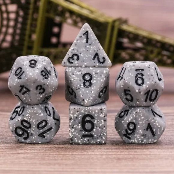 Galactic Dice Premium Dice Sets - Gray Granite Acrylic Set of 7 Dice | Galactic Toys & Collectibles