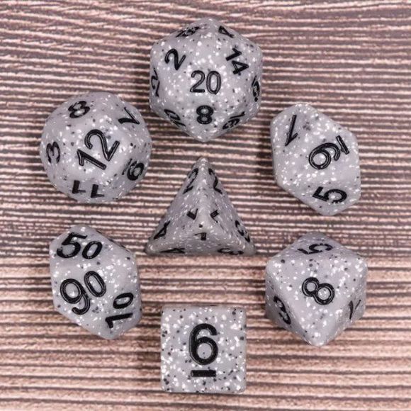 Galactic Dice Premium Dice Sets - Gray Granite Acrylic Set of 7 Dice | Galactic Toys & Collectibles