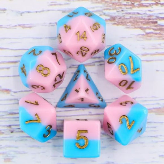 Galactic Dice Premium Dice Sets - Pink Beach Acrylic Set of 7 Dice