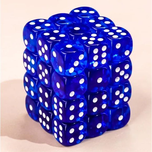 Galactic Dice Premium Dice Sets - D6 Transparent Blue 12mm (36 Count)