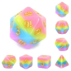 The perfect companion for your gaming needs! These HD acrylic dice are exactly what you've been searching for that upcoming game night with the group. This set includes one of each: d20, d12, d10, d10 (percentile), d8, d6, and a d4 (7 dice in total) in a