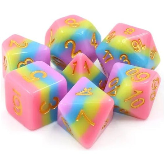 Galactic Dice Premium Dice Sets - Rainbow Bridge Acrylic Set of 7 Dice