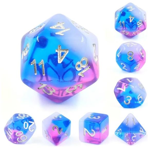 The perfect companion for your gaming needs! These HD acrylic dice are exactly what you've been searching for that upcoming game night with the group. This set includes one of each: d20, d12, d10, d10 (percentile), d8, d6, and a d4 (7 dice in total)