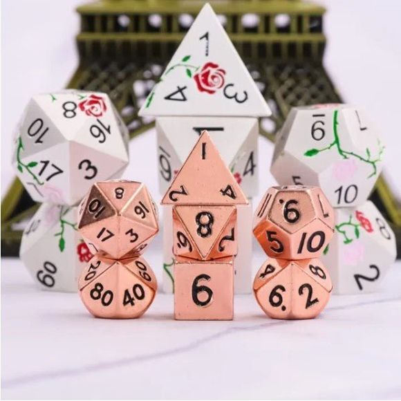 Galactic Dice Mini Metal Dice Sets - Bright Copper Set of 7 Dice | Galactic Toys & Collectibles