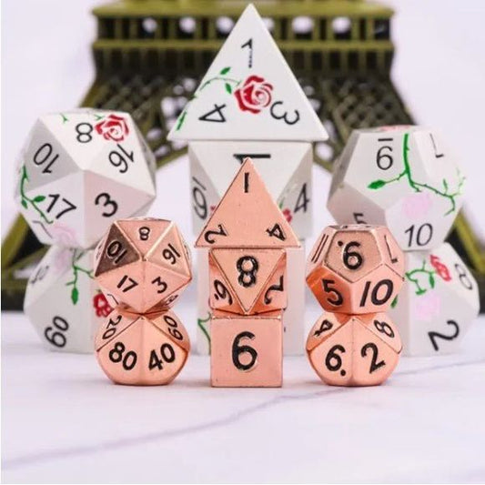 Galactic Dice Mini Metal Dice Sets - Bright Copper Set of 7 Dice | Galactic Toys & Collectibles