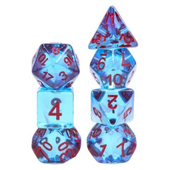 Galactic Dice Premium Dice Sets - Ignus Fatuus (Clear Blue & Red) Acrylic Set of 7 Dice