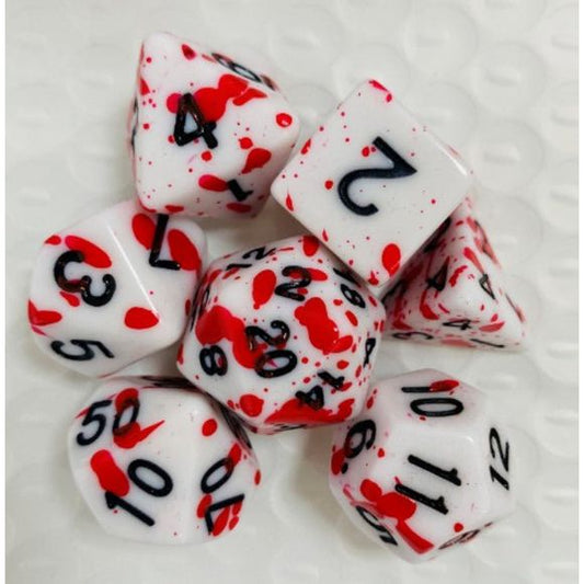 Galactic Dice Acrylic Sets - Red Splatter Set of 7 Dice | Galactic Toys & Collectibles