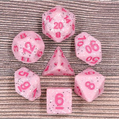 Galactic Dice Premium Dice Sets - Pink Granite Acrylic Set of 7 Dice