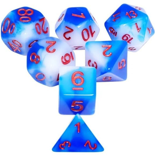 Galactic Dice Premium Dice Sets - Sea and Sky (Blue & White) Acrylic Set of 7 Dice