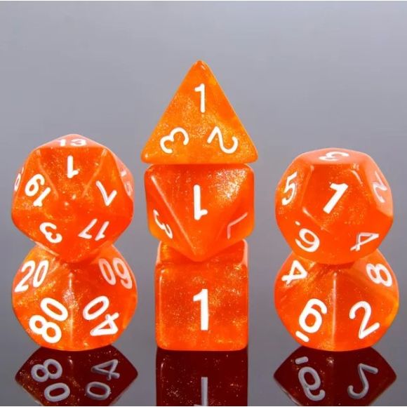 A 7 pcs Polyhedral dice set used for Dungeons and Dragons, MTG , RPG Games etc. The dice included are 1- D4,1- D6,1- D8,1- D10,1- D00,1- D12, and 1- D20