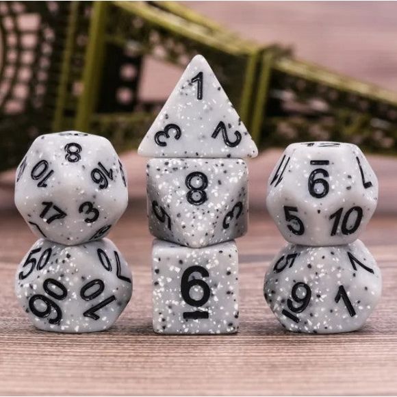 The perfect companion for your gaming needs! These HD acrylic dice are exactly what you've been searching for that upcoming game night with the group. This set includes one of each: d20, d12, d10, d10 (percentile), d8, d6, and a d4 (7 dice in total)