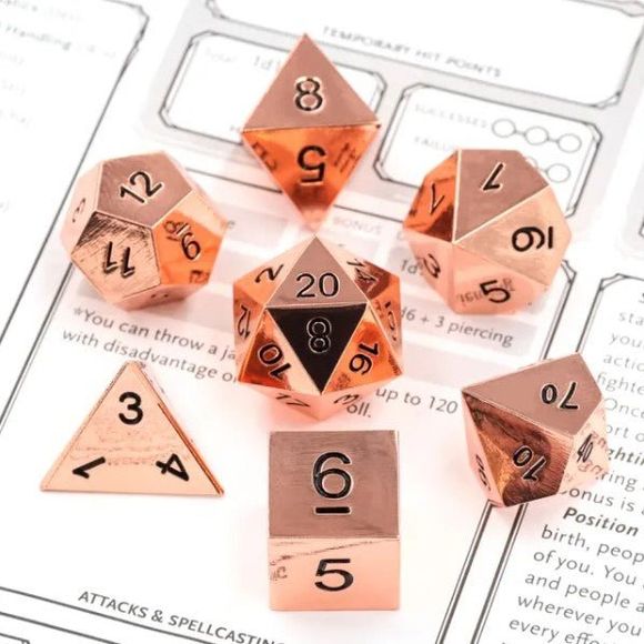 Galactic Dice Premium Metal Dice Sets - Copper Set of 7 Dice with Tin | Galactic Toys & Collectibles