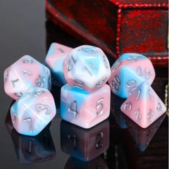 Galactic Dice Premium Dice Sets - Cotton Candy (Pink, Blue & Silver) Acrylic Set of 7 Dice | Galactic Toys & Collectibles