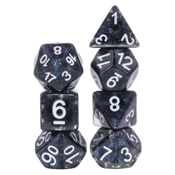 The perfect companion for your gaming needs! These HD acrylic dice are exactly what you've been searching for that upcoming game night with the group. This set includes one of each: d20, d12, d10, d10 (percentile), d8, d6, and a d4 (7 dice in total)