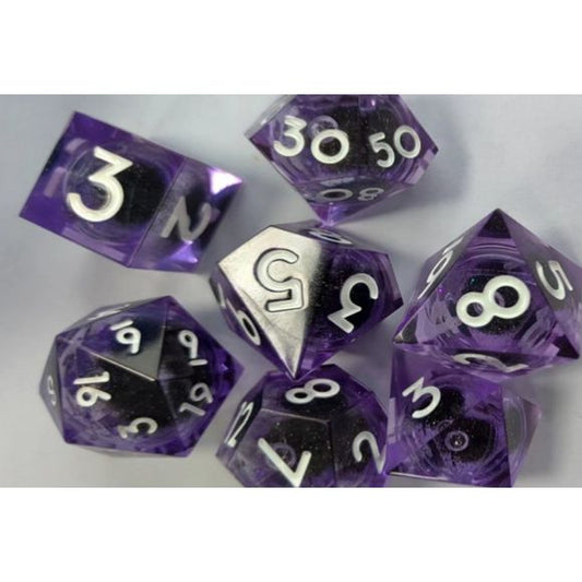 The perfect companion for your gaming needs! These premium, high-end resin are exactly what you've been searching for that upcoming game night with the group. These dice are quality resin with nice weight to them and engraved each with crisp, easy-to-read numerals. Many styles and colors are available.

This set includes one of each: d20, d12, d10, d10 (percentile), d8, d6, and a d4 (7 dice in total)! 

WARNING: These dice are extra sharp! Use with caution