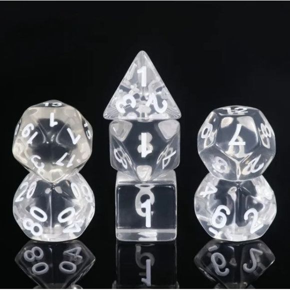 A 7 pcs Polyhedral dice set used for Dungeons and Dragons, MTG , RPG Games etc.
The dice included are 1- D4,1- D6,1- D8,1- D10,1- D00,1- D12, and 1- D20