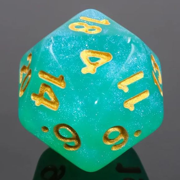 Galactic Dice Acrylic HD Dice Sets - Teal Water (Jade & Gold) Set of 7 Dice | Galactic Toys & Collectibles