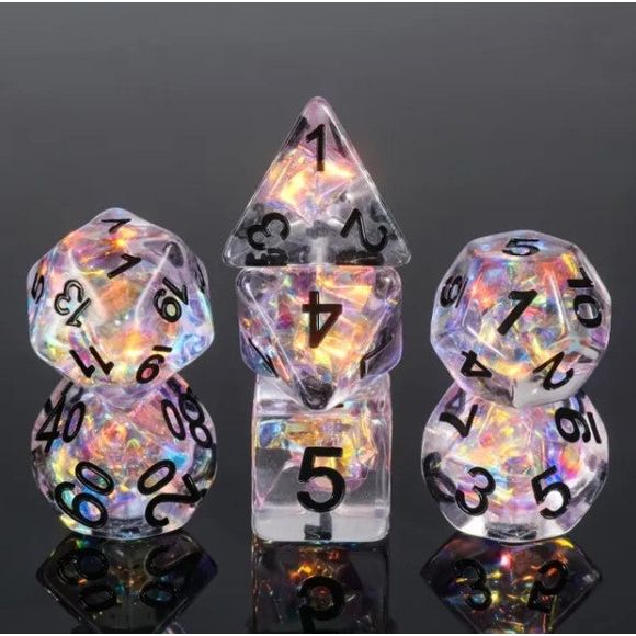 The perfect companion for your gaming needs! These HD acrylic dice are exactly what you've been searching for that upcoming game night with the group. This set includes one of each: d20, d12, d10, d10 (percentile), d8, d6, and a d4 (7 dice in total)