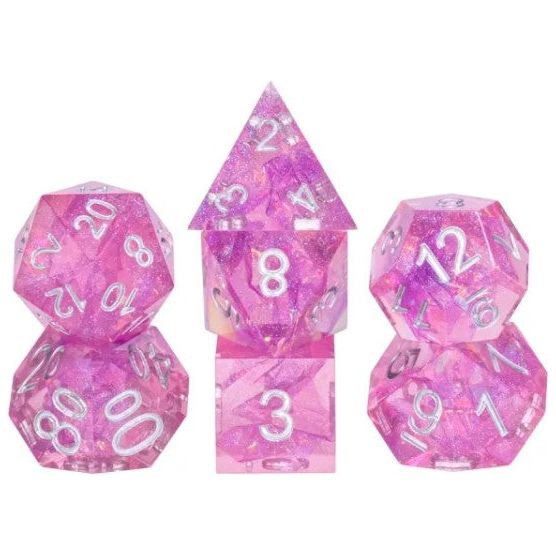 A 7 pcs Polyhedral dice set used for Dungeons and Dragons, MTG , RPG Games etc. The dice included are 1- D4,1- D6,1- D8,1- D10,1- D00,1- D12, and 1- D20