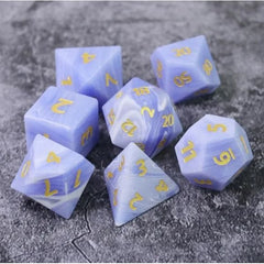 Galactic Dice Premium Dice Sets - The Glacier Set of 7 Artificial Stone Dice with Tin