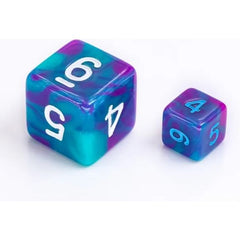 Galactic Dice Acrylic HD Mini Dice Sets - Teal/Purple Blend Set of 7 Dice