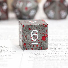 Galactic Dice Premium Metal Dice Sets - Splatter & White Font Set of 7 Dice with Tin | Galactic Toys & Collectibles