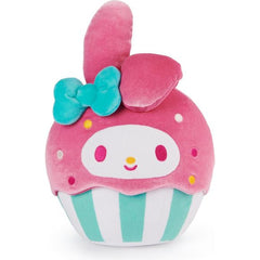 This large, huggable 8-inch cupcake plush features My Melody nestled in a green-and-white striped baking cup, wearing her iconic hot pink hood and an electric-blue bow. My Melody’s pink and yellow embroidered facial details also match the fun pink, white, and yellow embroidered sprinkles that dot her hood. Its bright, colorful design makes this soft plush an eye-catching piece for any kawaii plushie collector. Make playtime even sweeter by completing your cupcake collection with 8-inch Hello Kitty and Kurom