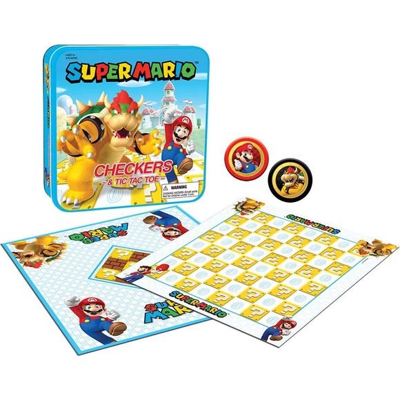 Nintendo Super Mario vs. Bowser Checkers & Tic Tac Toe Game Tin | Galactic Toys & Collectibles