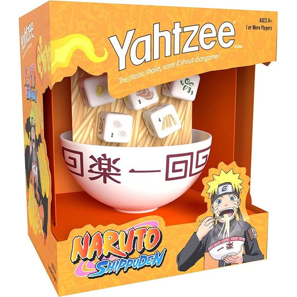 Refuel in between missions with this comforting take on America’s #1 dice game! Join your favorite ninja from the long-running anime Naruto Shippuden with YAHTZEE: Naruto and savor victory right out of a custom ramen bowl dice cup. Roll dice featuring the ingredients of his cherished Miso Chashu Pork soup to get the highest scoring combinations for a fast and gratifying win!