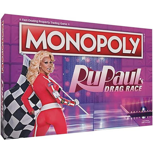 MONOPOLY: RuPaul’s Drag Race puts players in the heels of the show’s contestants to buy, sell, and trade memorable locations from the show, including Winners Circle, All Stars Hall of Fame, Judges Panel, and many more!

Featuring 6 custom sculpted tokens – Checkered Flag, Lipstick, Roll of Duct Tape, Purse, Reading Glasses, and Chocolate Bar