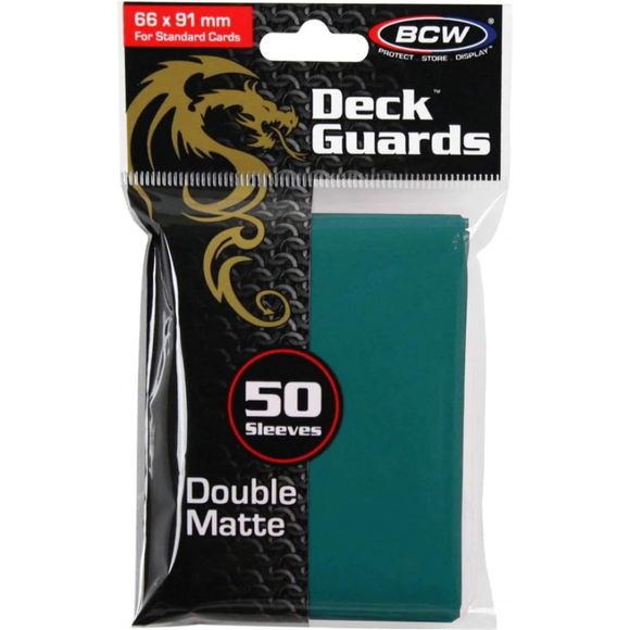 Deck Guards are firm enough to protect your cards' corners while the matte finish makes them shuffleable and easy to handle. Clear matte front helps make your cards legible from across the table. Strong seams and sturdy material means you won'tbow out before you're done. These card sleeves will turn heads as you crank up your game and tack another victory on your scorecard. Give your other sleeves the boot and tap into your unspent power in BCW's Double Matte Deck Guards.