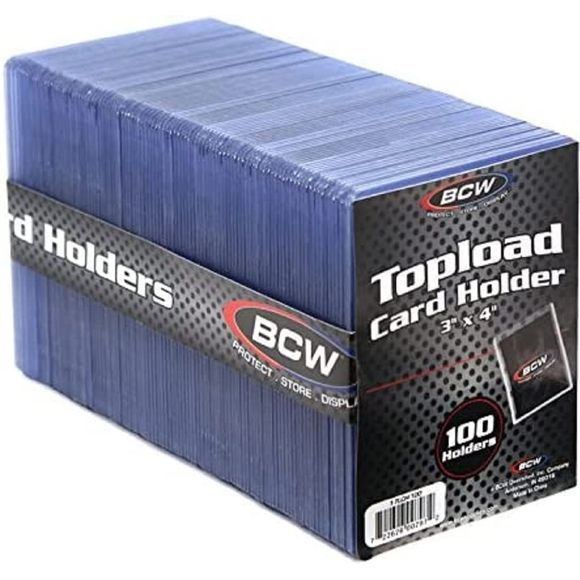 BCW standard 3x4 top loading card holders are made of high-quality, rigid PVC. These top loading holders are some of the most popular rigid individual card holders in the collectible card industry. Use this product to protect, store or display collectible baseball cards, football cards, hockey cards, or other Trading cards like Magic the gathering, pokémon, yugioh, and others.