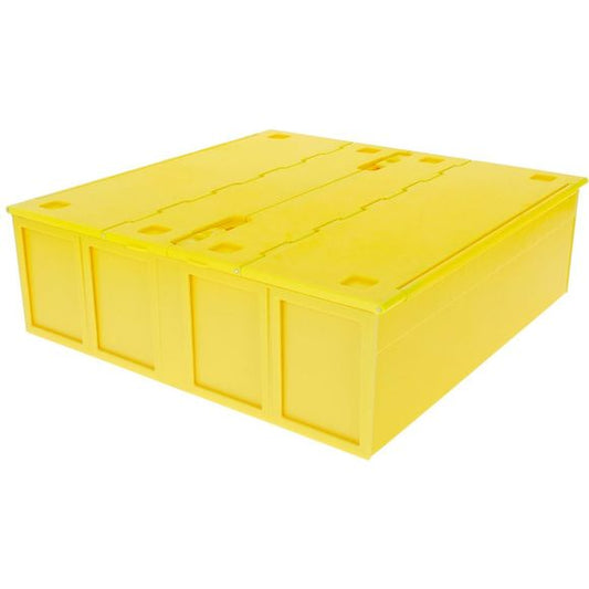 The BCW Card Bin is a premium version of the cardboard, 4-row Monster Box. Instead of corrugated cardboard, Card Bins are made from durable, acid-free plastic.
Card Bins have a pair of hinged lids that tuck under the bins when open. When closed, latches keep the lids shut and cards secure.
Card Bins are stackable with feet on the bottom that rest in the lid of the bin below it to prevent sliding.
The rows in the bins are notched along the top to hold removable partitions. Four Card Bin Partitions come with