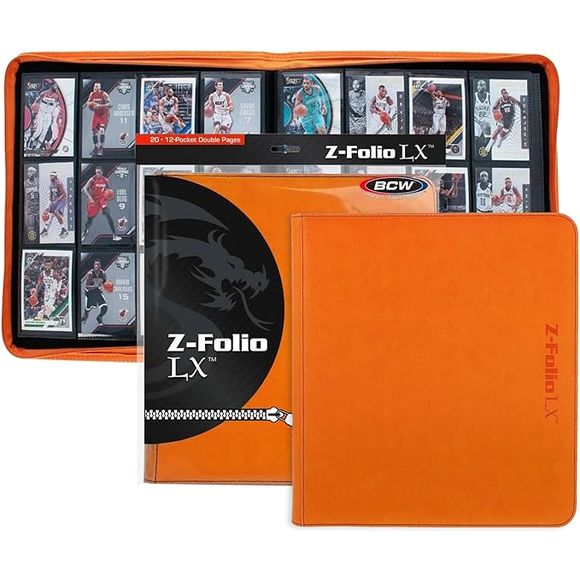 The BCW zipper-folio-lx will accommodate 480 cards and features a padded leatherette front and back cover with contrasting colored stitching and wrap around zipper. Side-loading pockets deter the cards from sliding out of place. The 12-pocket pages are ideal for arranging cards in playsets of four. It works great for sports cards, trading cards, and gaming cards and works with soft-sleeves, deck guards, and double-sleeved deck guards. Our premium, double-sided, archival safe polypropylene pages will not har