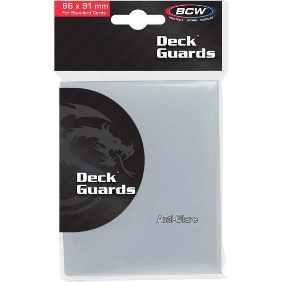 The BCW Anti-Glare Deck Guards measure 66x91 and are an acid free, archival quality product that is designed to protect, store and display your valuable collectible gaming cards like Magic the Gathering, Pokemon, and others. Use these sleeves to protect Magic: the Gathering (MTG), Pokemon, Legend of the Five Rings (L5R), Key Forge, Dragonball, Transformers TCG, Force of Will, Card Fight Vanguard, Final Fantasy TCG, Disney Lorcana, and plenty of other CCGs.