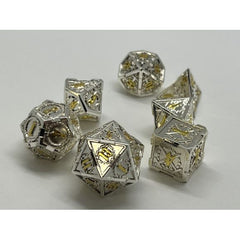 Galactic Dice Premium Dice Sets - Silver & Gold Sword Set of 7 Dice