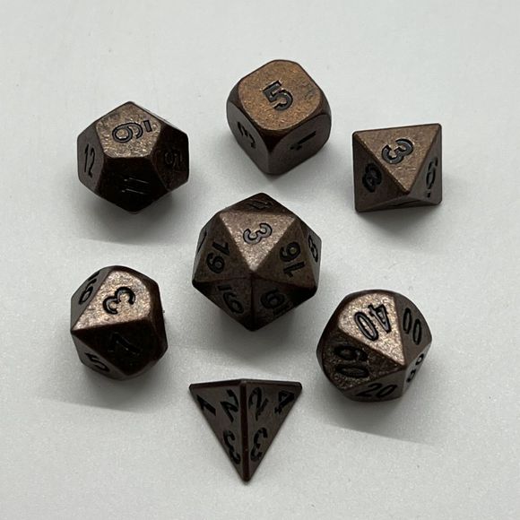 Galactic Dice Premium Dice Sets - NF Dice Bronze & Black (Ver 35) Set of 7 Dice with Tin | Galactic Toys & Collectibles