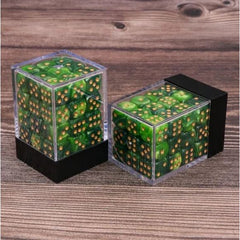 36 individual D6 dice in a container.