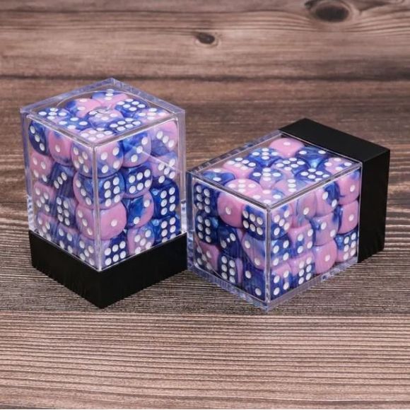 36 individual D6 dice in a container.