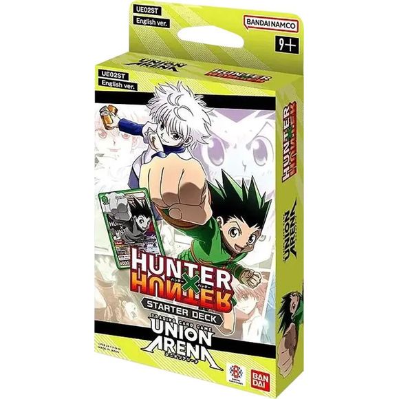 Bandai - Union Arena: Hunter X Hunter Starter Deck
Each of the starter decks is essential to start your UNION ARENA experience!
Learn to play your favorite deck, recreate the scene, and play against another title!

Ready to play 50-cards Deck x 1
Action Point Cards x 3
Playsheet x 1