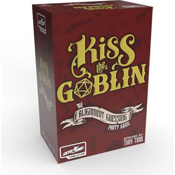 Kiss the Goblin is a party game where you describe how you would react to outrageous situations while trying to communicate a secret alignment. Utilizing the popular tabletop role playing game alignment system, a player will try to share their secret alignment be it Chaotic good, Lawful Evil or other when describing how they react in both common settings and fantastical situations.