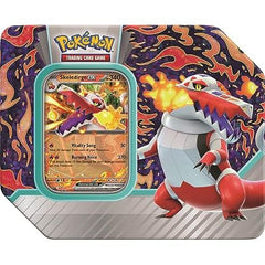 You will receive, at random, one Pokémon TCG: Paldea Partners Tin that includes 1 foil promo card featuring Meowscarada ex, or Skeledirge ex, or Quaquaval ex.
The Pokémon TCG: Paldea Partners Tin also comes with 5 Booster Packs.
This also comes with a code card for Pokémon TCG Live.