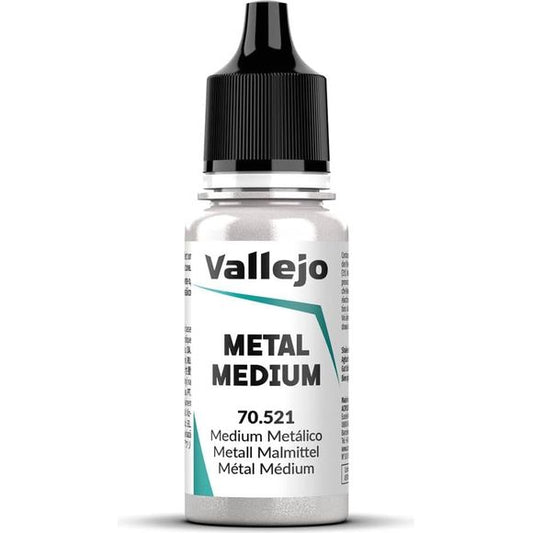 Metal Medium is an acrylic medium formulated with mica, which can be mixed with acrylic colors to create an iridescent lustre or applied by itself for a silvery iridescent effect.