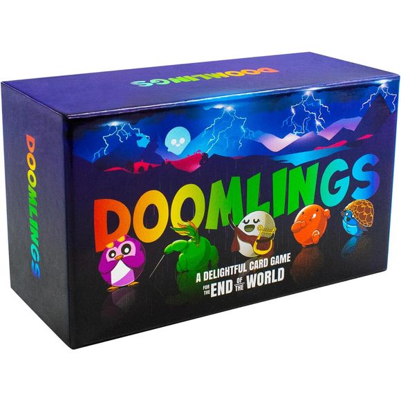 Doomlings is a funny, lightweight card game that takes 5 minutes to learn, 20-45 minutes to play, and is suitable for 2-6 players ages 10 and up.

Play traits for points over multiple rounds, called ages and catastrophes. Win by having the highest score before the third and final catastrophe brings about the end of the world.